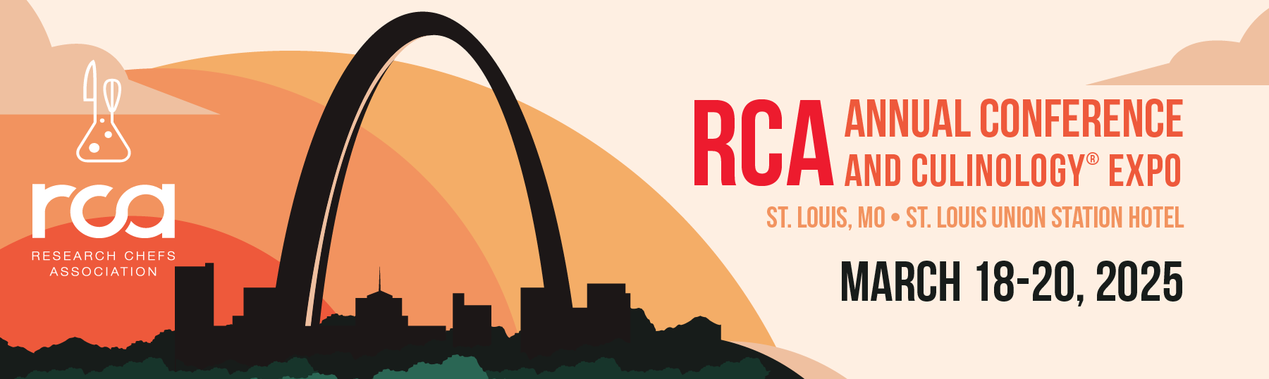 Logo for 2025 RCA Conference showing St. Louis skyline